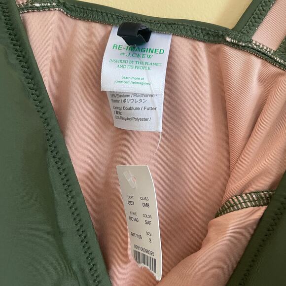 NWT J. Crew Ruched V-Neck One-Piece Swimsuit in Cool Cypress Green Sz 2 - Picture 5 of 10